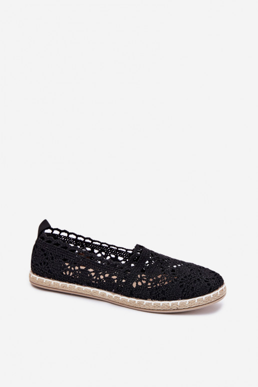 Espadrilles aus Spitze Feminin schZuarze Farbe Adelira Espadrilles aus Spitze Feminin schZuarze Farbe Adelira