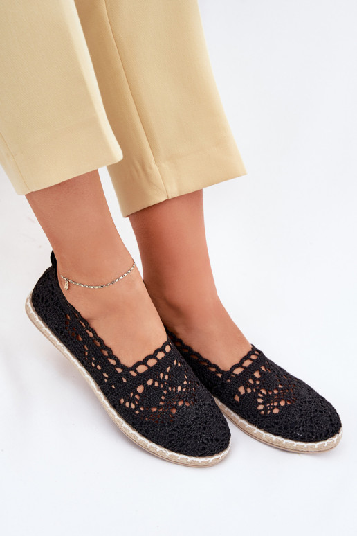 Espadrilles aus Spitze Feminin schZuarze Farbe Adelira Espadrilles aus Spitze Feminin schZuarze Farbe Adelira