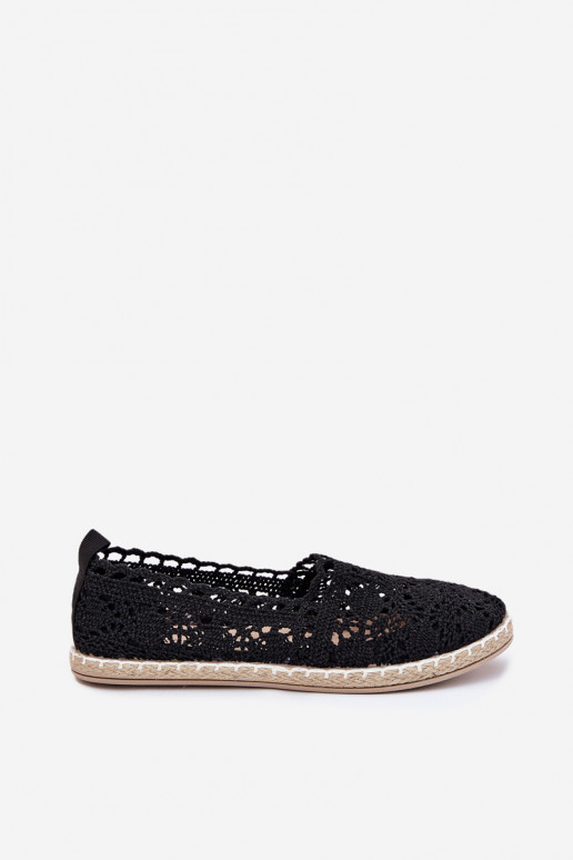 Espadrilles aus Spitze Feminin schZuarze Farbe Adelira Espadrilles aus Spitze Feminin schZuarze Farbe Adelira