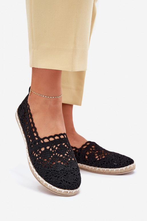 Espadrilles aus Spitze Feminin schZuarze Farbe Adelira Espadrilles aus Spitze Feminin schZuarze Farbe Adelira