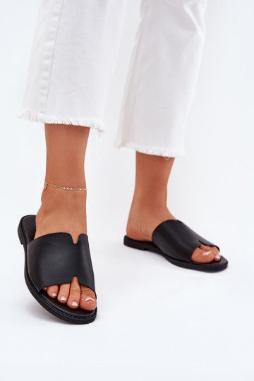 Damen Pantoletten aus Eco-Leder mit breiten Absätzen Kalimira in Schwarz 2