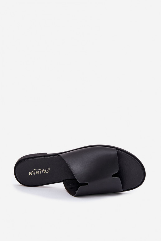 Damenhausschuhe aus Öko-Leder mit breiten Absätzen schZuarze Farbe Kalimira