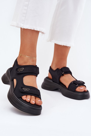 Damensandalen Ze goldene Farbemi Detalami schZuarze Farbe Luvira 2