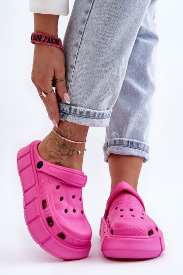 Flip-Flops im Crocs-Stil mit erhöhter Plattform pinke Farbe Beckett 2