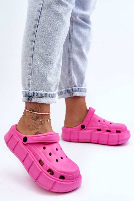 Flip-Flops im Crocs-Stil mit erhöhter Plattform pinke Farbe Beckett