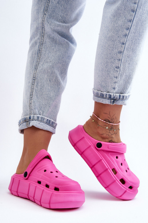 Flip-Flops im Crocs-Stil mit erhöhter Plattform pinke Farbe Beckett