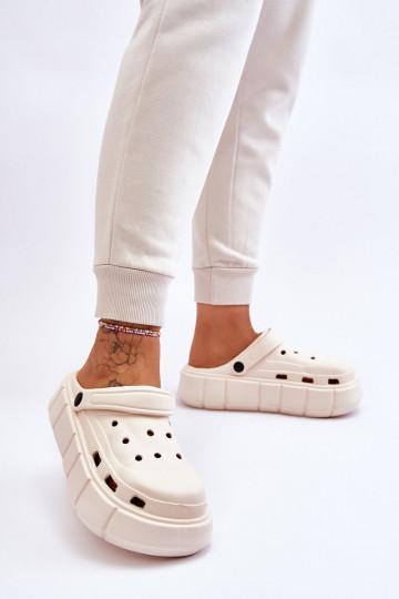 Flip-Flops im Crocs-Stil mit erhöhter Plattform Beige Beckett 2