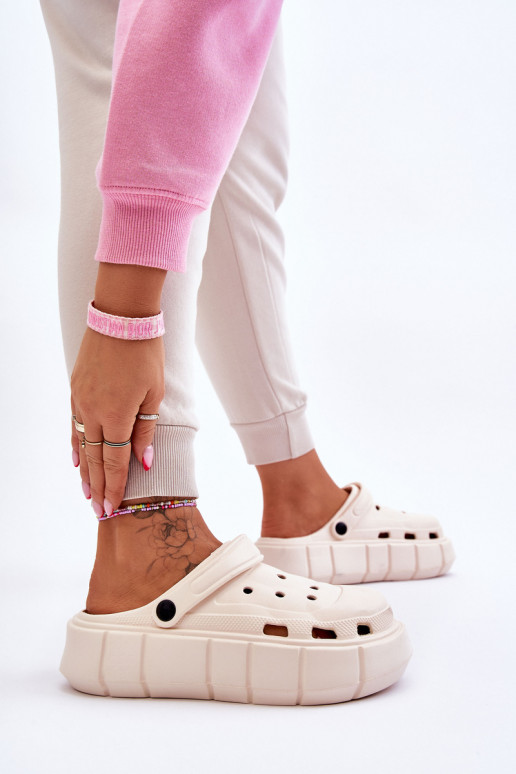 Flip-Flops im Crocs-Stil mit erhöhter Plattform Beige Beckett