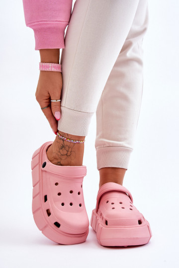 Flip-Flops im Crocs-Stil mit erhöhter Plattform pinke Farbe Beckett