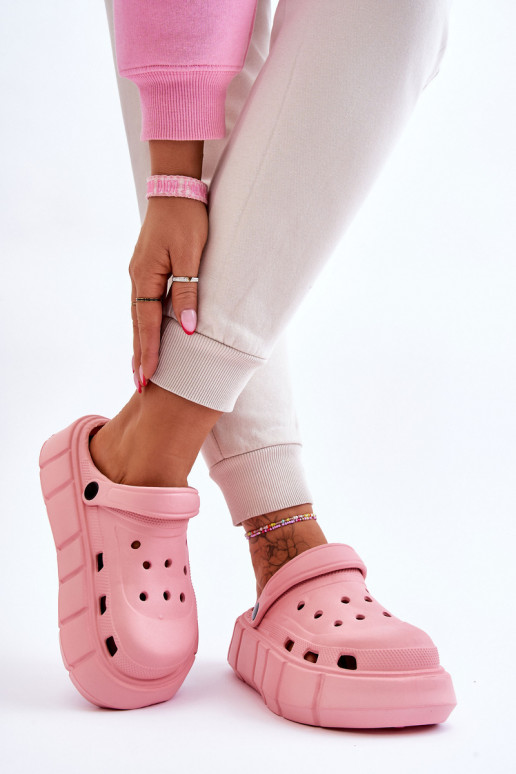Flip-Flops im Crocs-Stil mit erhöhter Plattform pinke Farbe Beckett Flip-Flops im Crocs-Stil mit erhöhter Plattform pinke Farbe Beckett