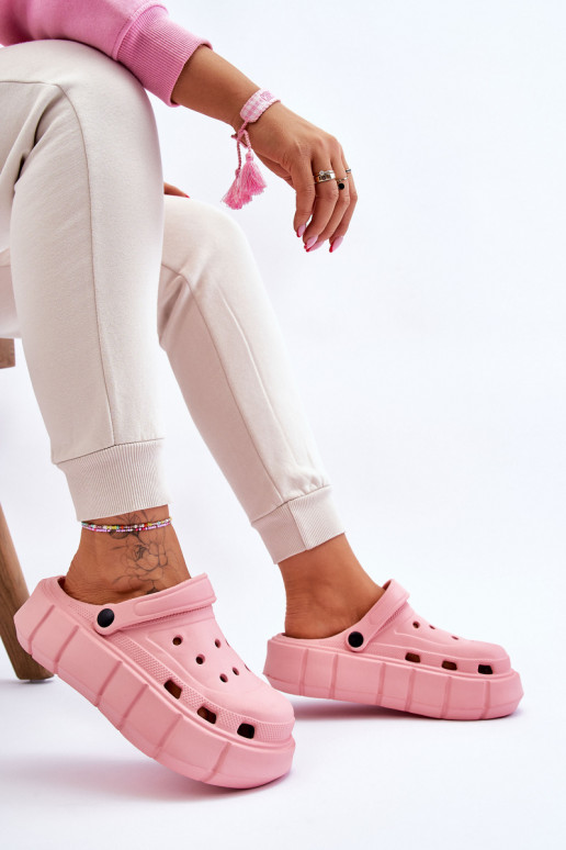 Flip-Flops im Crocs-Stil mit erhöhter Plattform pinke Farbe Beckett Flip-Flops im Crocs-Stil mit erhöhter Plattform pinke Farbe Beckett