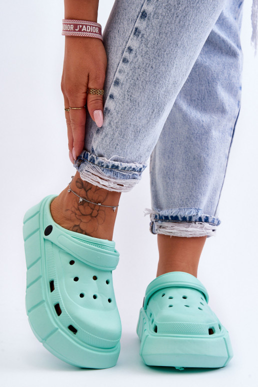 Flip-Flops im Crocs-Stil mit erhöhter Plattform Mintfarbe Beckett Flip-Flops im Crocs-Stil mit erhöhter Plattform Mintfarbe Beckett