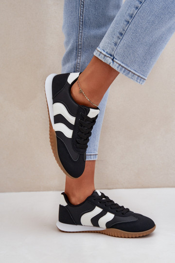 Klassische Sneaker Feminin aus Öko-Leder schZuarze Farbe Es mussretina 2
