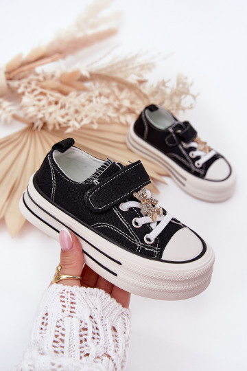 Kindisch lässige Schuhe Ze Złotą Przypinką Teddybären schZuarze Farbe Solena