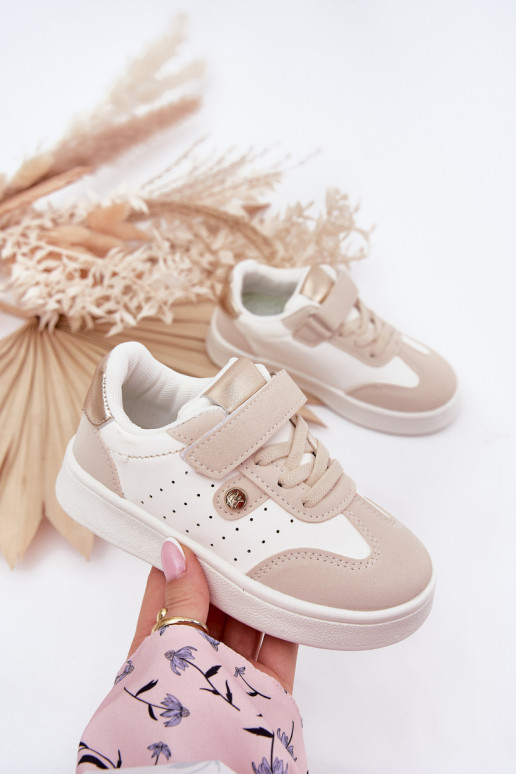 Turnschuhe Sneakers Stilvollllschuhe Kindisch mit Klebeverschlüssen Beige Zarina Turnschuhe Sneakers Stilvollllschuhe Kindisch mit Klebeverschlüssen Beige Zarina