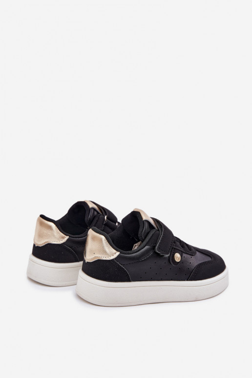 Turnschuhe Sneakers Stilvollllschuhe Kindisch mit Klebeverschlüssen schZuarze Farbe Zarina