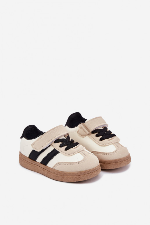 Turnschuhe Sneakers Stilvollllschuhe Kindisch mit Klebeverschlüssen Beige Adelina