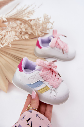 Kindersportschuhe im "Sneakers"-Modell mit glitzernder Sohle, weiß-rosa "Arielle"