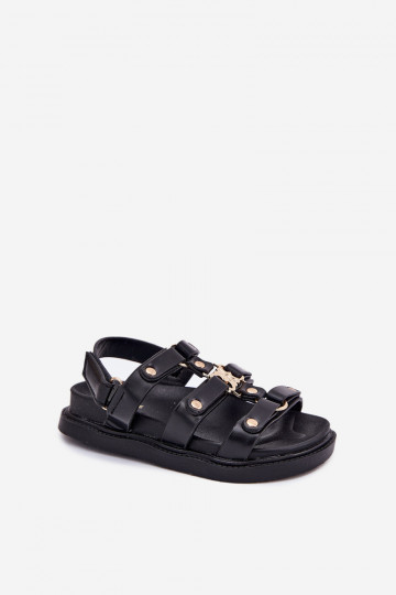 Kindersandalen mit goldenen Details, schwarz "Lunessa" 2