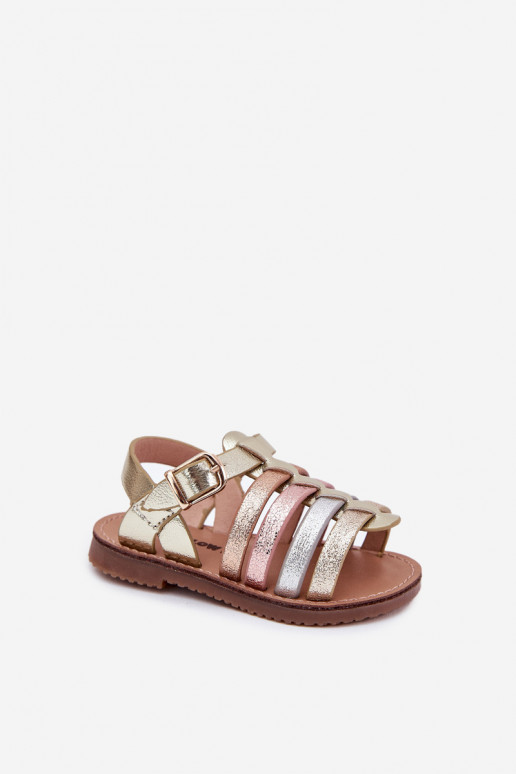 Sandalen Kindisch Kindisch aus Öko-Leder goldene Farbe Es mussriana