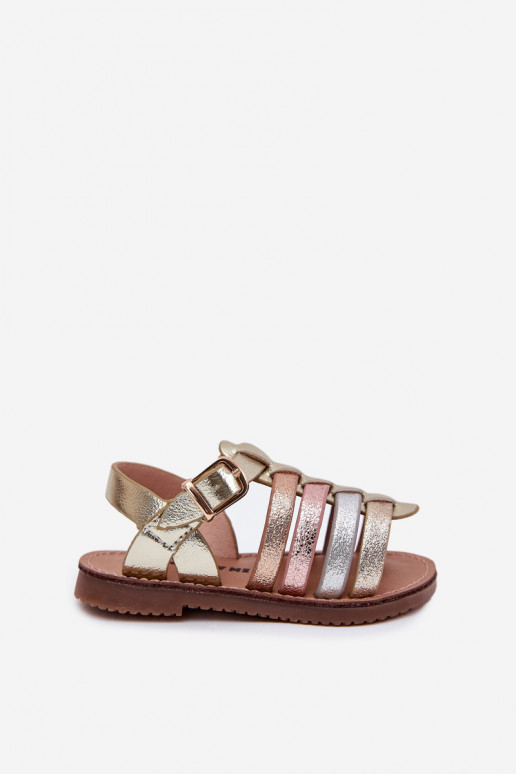 Sandalen Kindisch Kindisch aus Öko-Leder goldene Farbe Es mussriana
