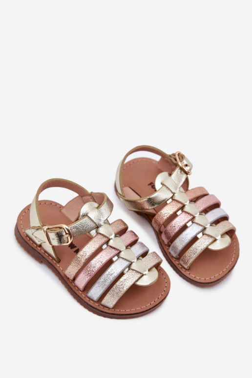 Sandalen Kindisch Kindisch aus Öko-Leder goldene Farbe Es mussriana