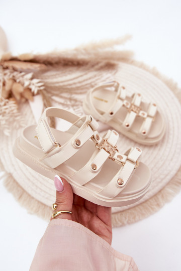 Kinder Sandalen in gold mit sandfarbenen Details Lunessa