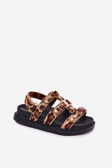 Kinder Sandalen in gold mit Leopardenmuster-Details Lunessa 2