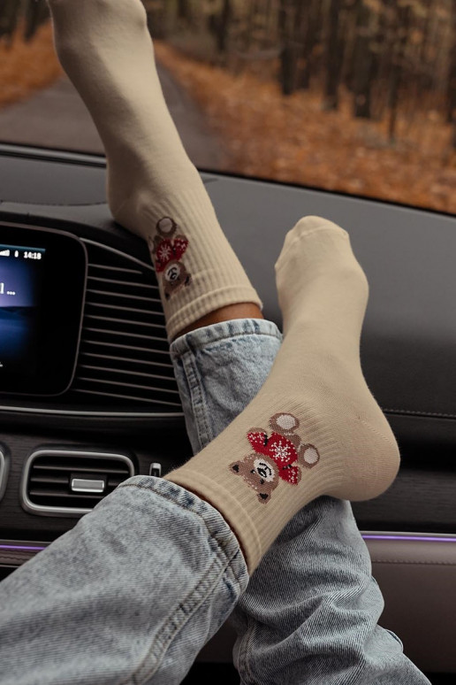 Socken Feminin Teddybären Zu SZueterku Beige Socken Feminin Teddybären Zu SZueterku Beige