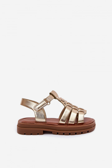 Kinder-Sandalen mit dekorativen Details in goldfarbener Farbe 2
