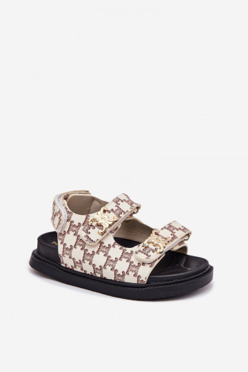 Kindersandalen mit Klebeverschlüssen Ze goldene Farbemi Detalami Beige Cavina 2