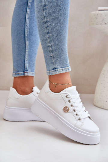 Eko Haut Sneakers Stilvollllschuhe mit einer Plattform Ze goldene Farbem Detalem Zueiße Farbe Zingie