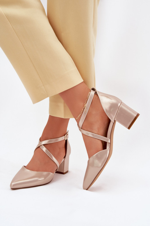 Schuhe mit Absätzen aus Öko-Leder Sergio Leone SK830 goldene Farbe