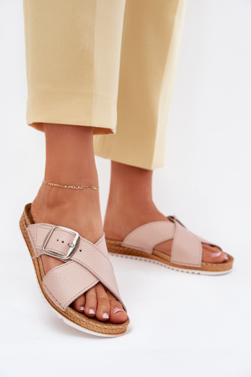 Lederhausschuhe Feminin mit Schnallen Inblu VO0004GU pinke Farbe