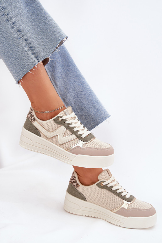 Sneakers Stilvollllschuhe Feminin mit einer Plattform mit Leopardenfellmuster Beige Kelsia Sneakers Stilvollllschuhe Feminin mit einer Plattform mit Leopardenfellmuster Beige Kelsia
