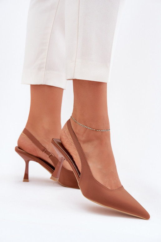 Damensandalen mit dünnen Absätzen braune Farbe Lunira Damensandalen mit dünnen Absätzen braune Farbe Lunira