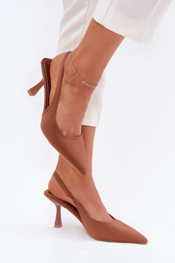 Damen Sandalen mit dünnen Absätzen in brauner Farbe Lunira 2