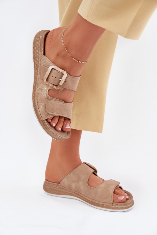 Damenhausschuhe mit Schnallen I mit Klebeverschlussem INBLU MK000013 Beige Damenhausschuhe mit Schnallen I mit Klebeverschlussem INBLU MK000013 Beige