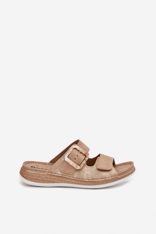 Damenhausschuhe mit Schnallen I mit Klebeverschlussem INBLU MK000013 Beige Damenhausschuhe mit Schnallen I mit Klebeverschlussem INBLU MK000013 Beige