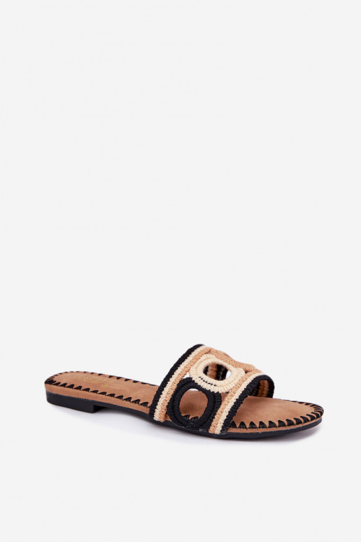 SzydełkoZue Damenhausschuhe mit breiten Absätzen schZuarze Farbe Nirina