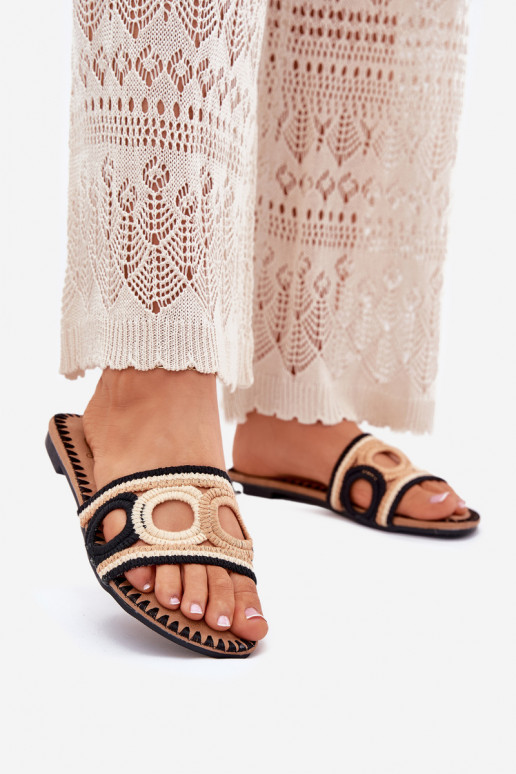 SzydełkoZue Damenhausschuhe mit breiten Absätzen schZuarze Farbe Nirina