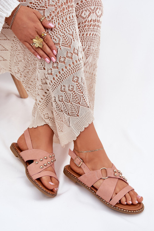 Damensandalen mit breiten Absätzen Ze goldene Farbemi Stollen pinke Farbe Zanira Damensandalen mit breiten Absätzen Ze goldene Farbemi Stollen pinke Farbe Zanira