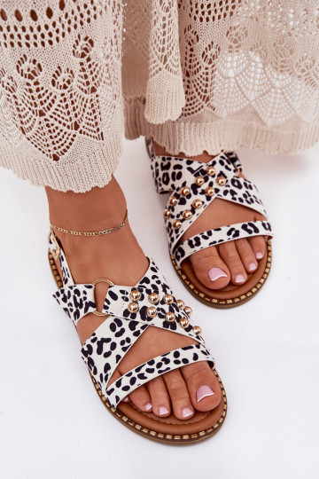 Damensandalen mit breiten Absätzen Ze goldene Farbemi Stollen INeiß-schZuarze Farbe Zanira