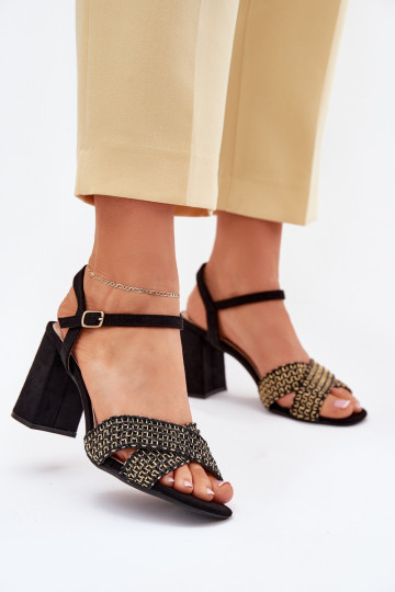 Damen-Sandalen mit hohen Absätzen schZuarze Farbe Almera