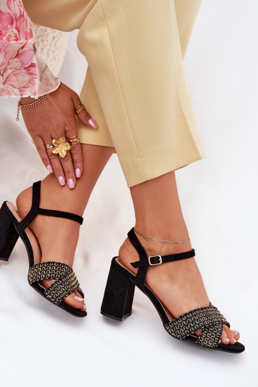 Damen-Sandalen mit hohen Absätzen schZuarze Farbe Almera