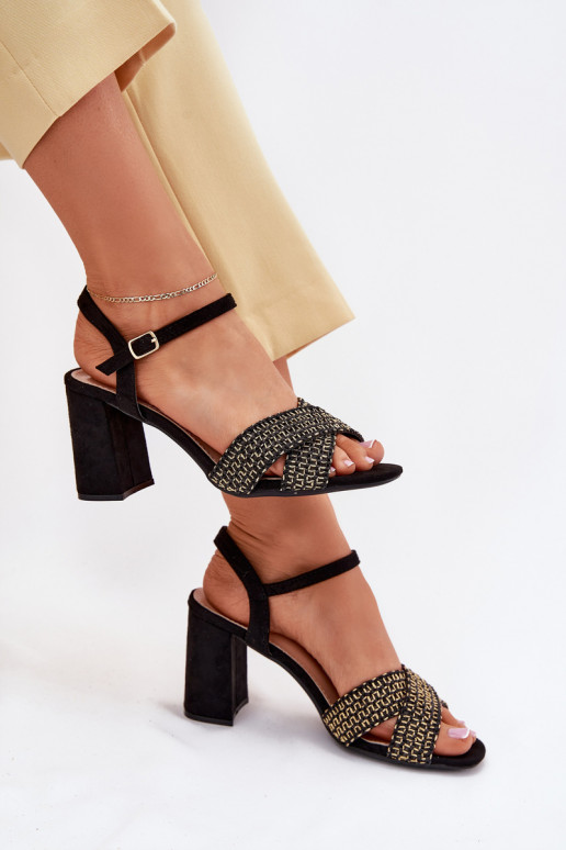 Damen-Sandalen mit hohen Absätzen schZuarze Farbe Almera