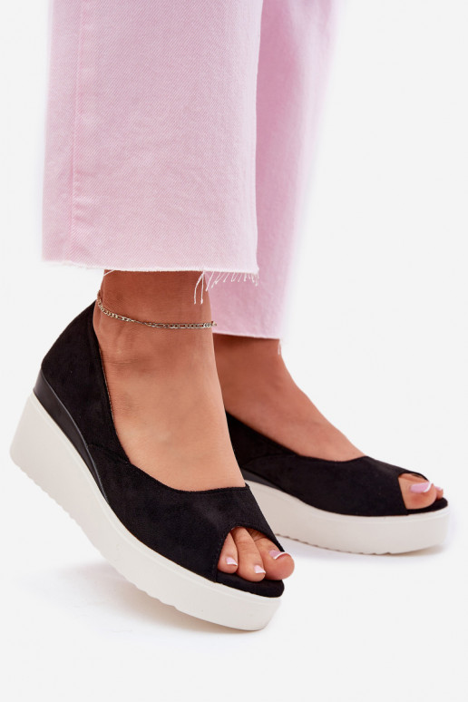 Damensandalen Auf einem Keil Z aus Öko-INildlederu schZuarze Farbe Velira