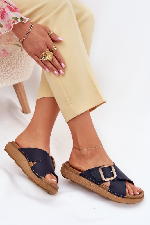 Lederhausschuhe Feminin mit Schnallen Inblu ED0003IU Dunkelblau Lederhausschuhe Feminin mit Schnallen Inblu ED0003IU Dunkelblau