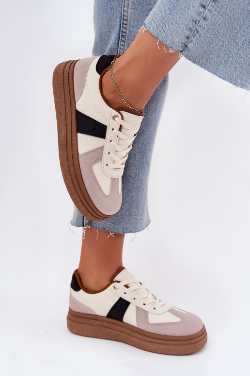 Sneakers Stilvollllschuhe Feminin mit einer Plattform Beige Dovina