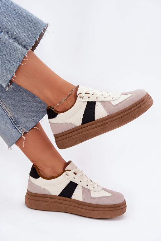 Sneakers Stilvollllschuhe Feminin mit einer Plattform Beige Dovina